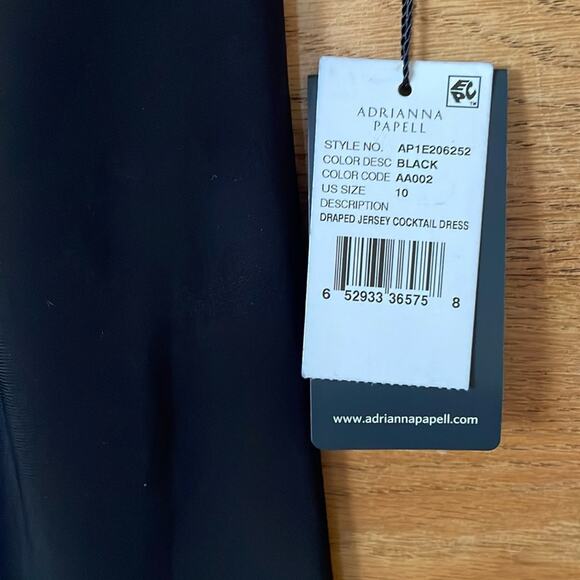 ADRIANNA PAPELL NWT Gathered Knit Wrap V-Neck Elbow Sleeve Wrap Dress Size 10 - Picture 5 of 8